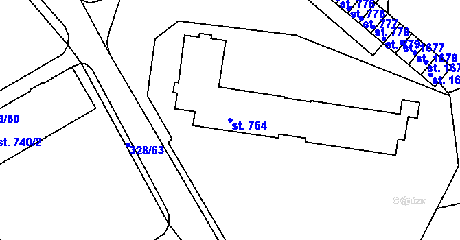 Parcela st. 764 v KÚ Tanvald, Katastrální mapa