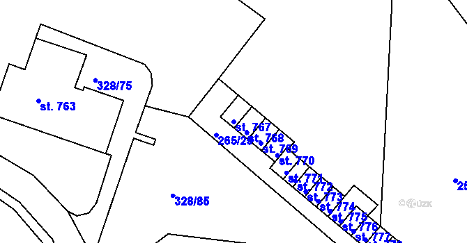 Parcela st. 767 v KÚ Tanvald, Katastrální mapa