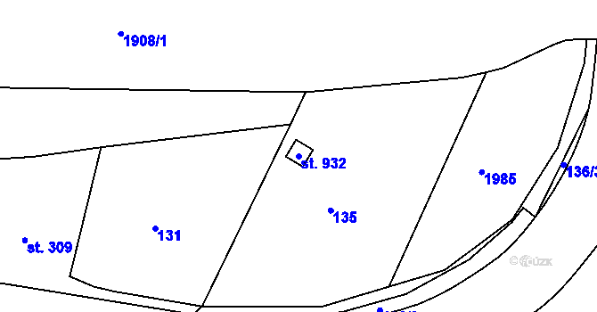 Parcela st. 932 v KÚ Tanvald, Katastrální mapa