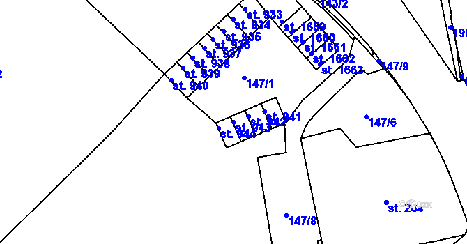 Parcela st. 943 v KÚ Tanvald, Katastrální mapa
