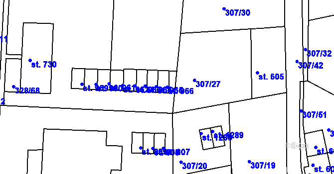 Parcela st. 966 v KÚ Tanvald, Katastrální mapa