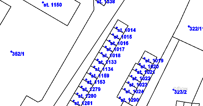 Parcela st. 1018 v KÚ Tanvald, Katastrální mapa
