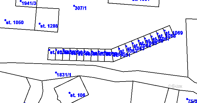 Parcela st. 1059 v KÚ Tanvald, Katastrální mapa