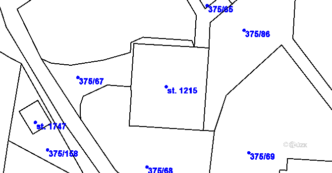Parcela st. 1215 v KÚ Tanvald, Katastrální mapa