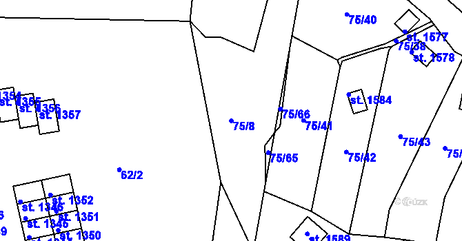 Parcela st. 75/8 v KÚ Tanvald, Katastrální mapa
