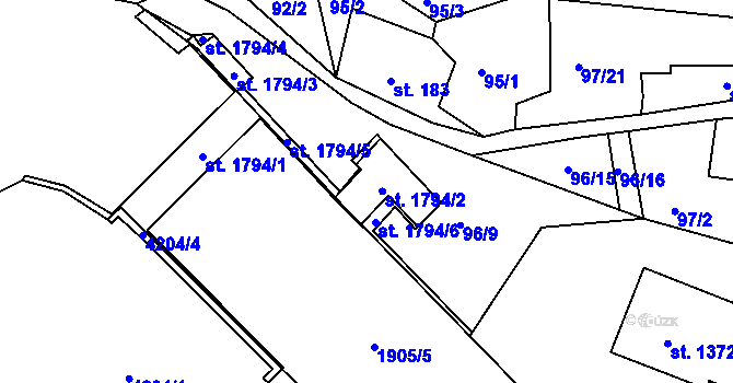 Parcela st. 96/10 v KÚ Tanvald, Katastrální mapa