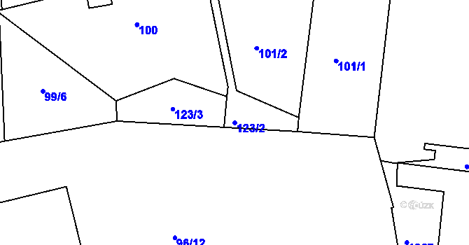 Parcela st. 123/2 v KÚ Tanvald, Katastrální mapa