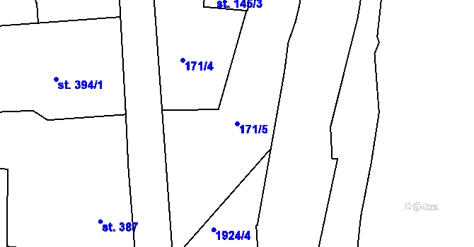 Parcela st. 171/5 v KÚ Tanvald, Katastrální mapa