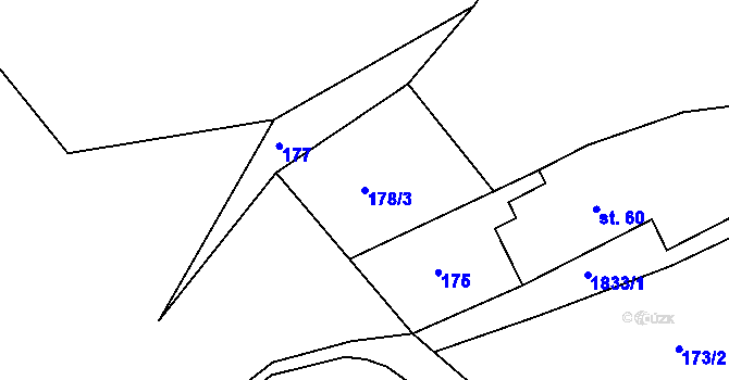 Parcela st. 178/3 v KÚ Tanvald, Katastrální mapa