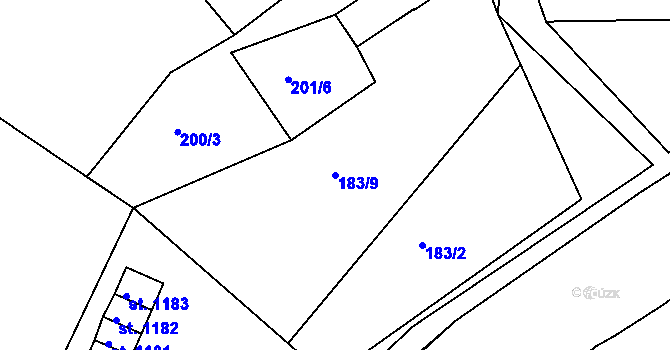 Parcela st. 183/9 v KÚ Tanvald, Katastrální mapa
