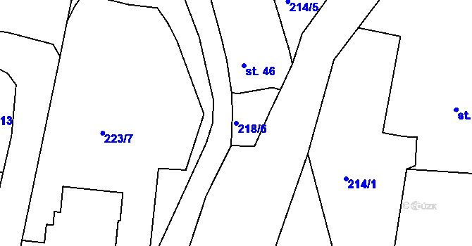 Parcela st. 218/6 v KÚ Tanvald, Katastrální mapa