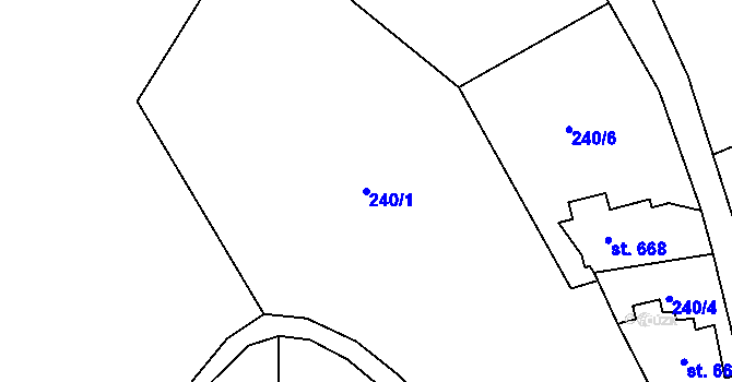 Parcela st. 240/1 v KÚ Tanvald, Katastrální mapa