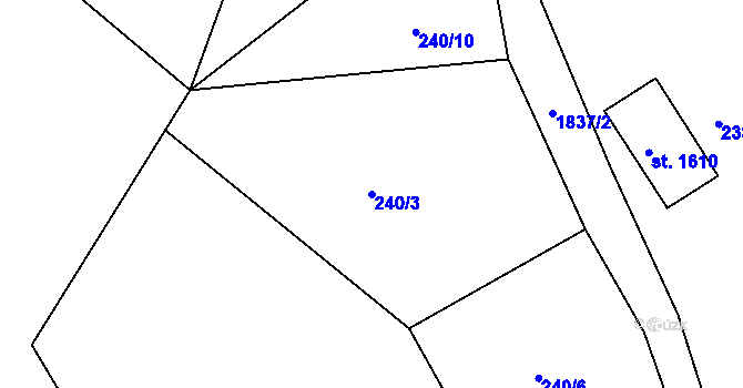 Parcela st. 240/3 v KÚ Tanvald, Katastrální mapa