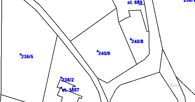 Parcela st. 240/9 v KÚ Tanvald, Katastrální mapa