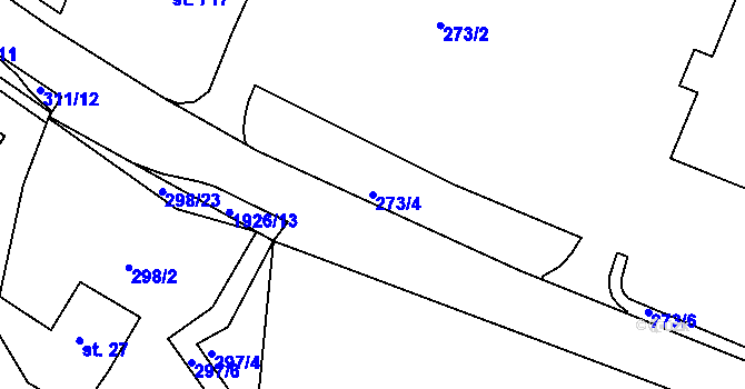 Parcela st. 273/4 v KÚ Tanvald, Katastrální mapa