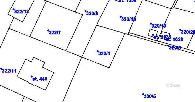 Parcela st. 320/1 v KÚ Tanvald, Katastrální mapa