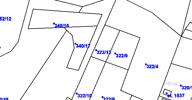 Parcela st. 322/12 v KÚ Tanvald, Katastrální mapa