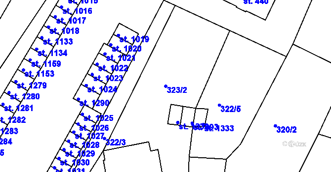 Parcela st. 323/2 v KÚ Tanvald, Katastrální mapa