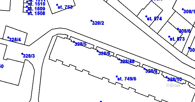 Parcela st. 328/6 v KÚ Tanvald, Katastrální mapa