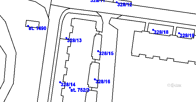 Parcela st. 328/15 v KÚ Tanvald, Katastrální mapa
