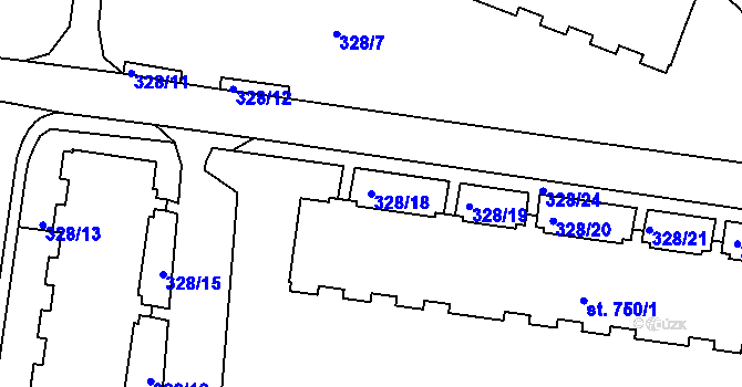 Parcela st. 328/18 v KÚ Tanvald, Katastrální mapa