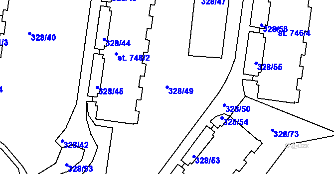 Parcela st. 328/49 v KÚ Tanvald, Katastrální mapa