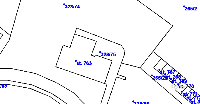 Parcela st. 328/75 v KÚ Tanvald, Katastrální mapa