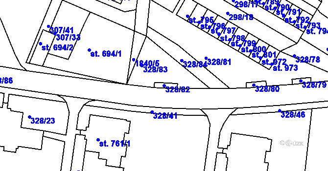 Parcela st. 328/82 v KÚ Tanvald, Katastrální mapa