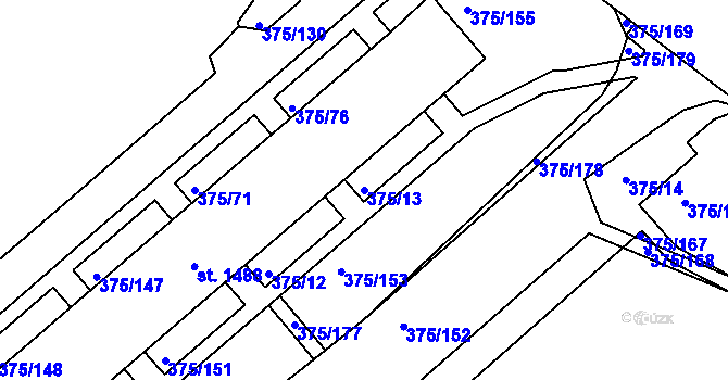 Parcela st. 375/13 v KÚ Tanvald, Katastrální mapa