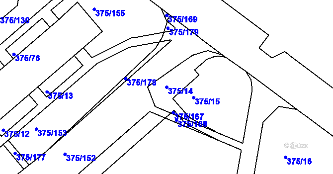 Parcela st. 375/14 v KÚ Tanvald, Katastrální mapa