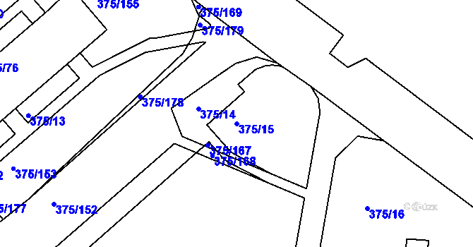 Parcela st. 375/15 v KÚ Tanvald, Katastrální mapa