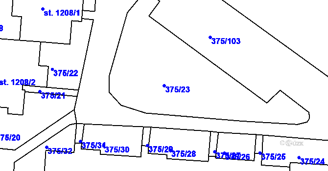 Parcela st. 375/23 v KÚ Tanvald, Katastrální mapa