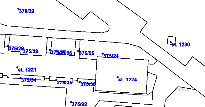 Parcela st. 375/24 v KÚ Tanvald, Katastrální mapa