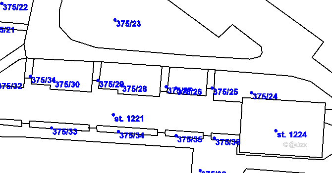 Parcela st. 375/27 v KÚ Tanvald, Katastrální mapa