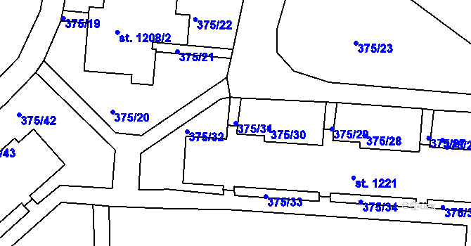Parcela st. 375/31 v KÚ Tanvald, Katastrální mapa
