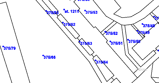 Parcela st. 375/63 v KÚ Tanvald, Katastrální mapa