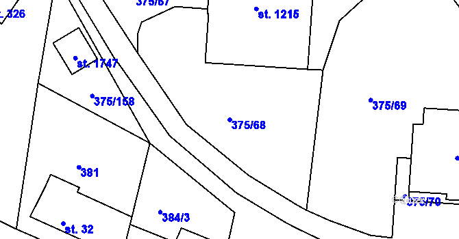 Parcela st. 375/68 v KÚ Tanvald, Katastrální mapa
