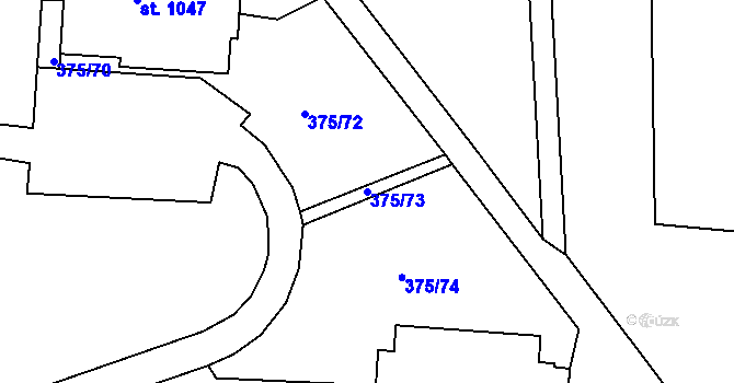Parcela st. 375/73 v KÚ Tanvald, Katastrální mapa
