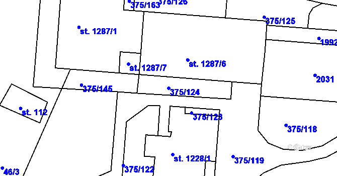 Parcela st. 375/124 v KÚ Tanvald, Katastrální mapa