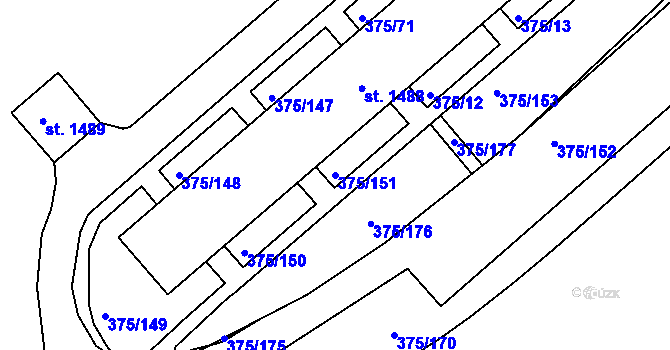 Parcela st. 375/151 v KÚ Tanvald, Katastrální mapa