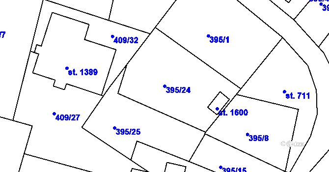 Parcela st. 395/24 v KÚ Tanvald, Katastrální mapa
