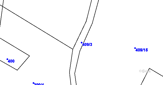Parcela st. 409/3 v KÚ Tanvald, Katastrální mapa