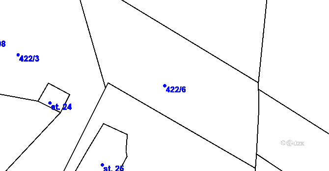 Parcela st. 422/6 v KÚ Tanvald, Katastrální mapa