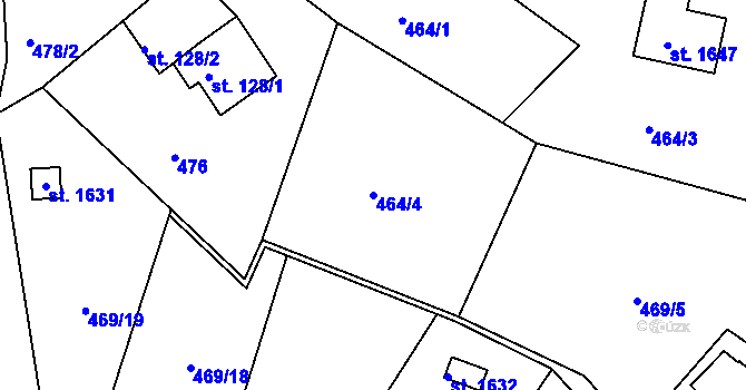 Parcela st. 464/4 v KÚ Tanvald, Katastrální mapa