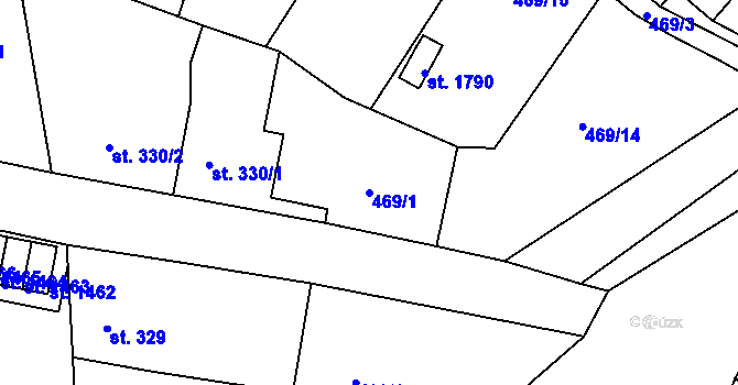 Parcela st. 469/1 v KÚ Tanvald, Katastrální mapa