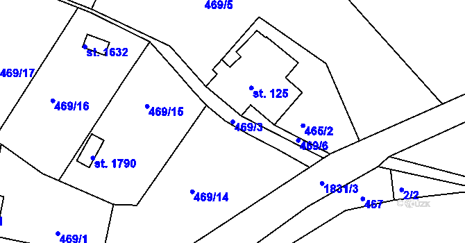 Parcela st. 469/3 v KÚ Tanvald, Katastrální mapa