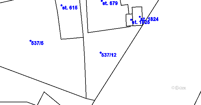 Parcela st. 537/12 v KÚ Tanvald, Katastrální mapa
