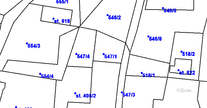 Parcela st. 547/1 v KÚ Tanvald, Katastrální mapa