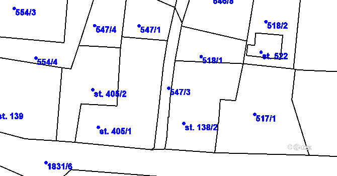 Parcela st. 547/3 v KÚ Tanvald, Katastrální mapa