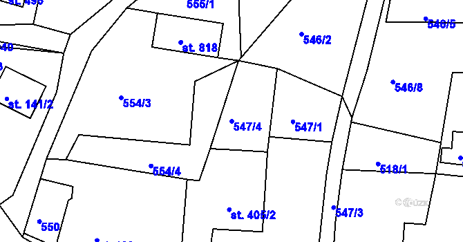 Parcela st. 547/4 v KÚ Tanvald, Katastrální mapa